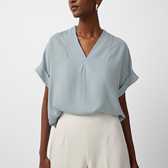 Baby blue cuffed sleeve fluid blouse - Simons - Picture 6 of 7